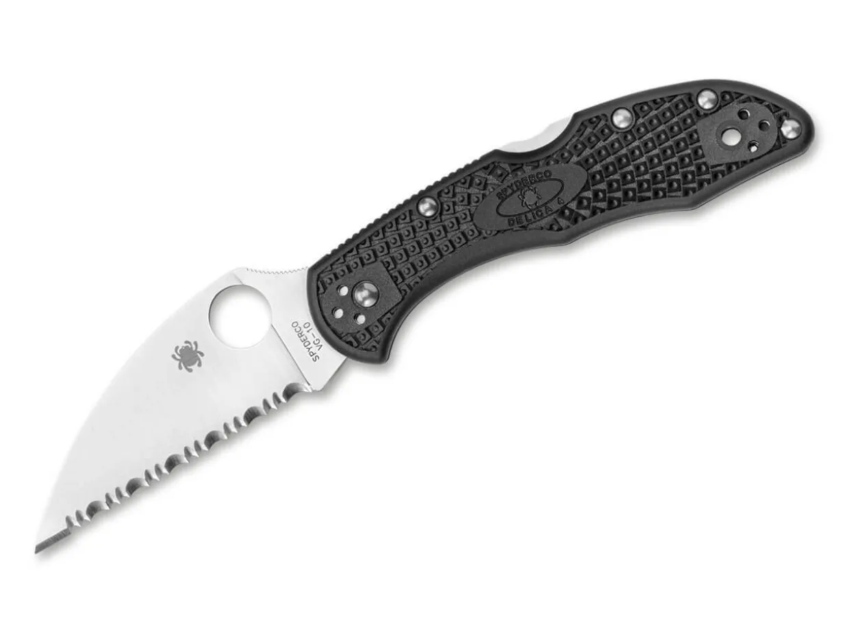 Delica 4 Lightweight Flat Ground Black Wharncliffe Serrated