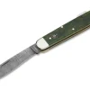 Hunters Knife Mono Damascus Curly Birch Green