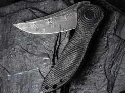 Synergy 3 Damascus G10 Cf Black Trailing Point